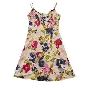 Cinnamon Girl Floral Sz L Pink Purple Babydoll V-Neck Soft Girl Mini Sun Dress